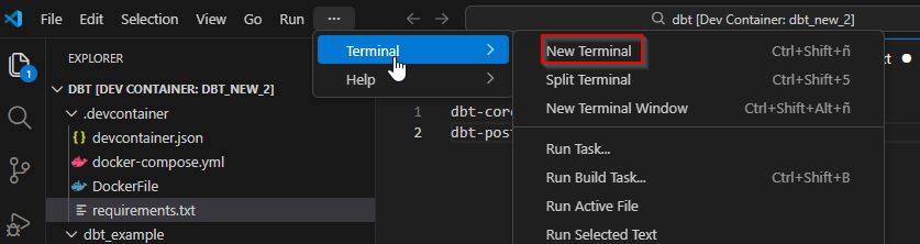 dev container new terminal